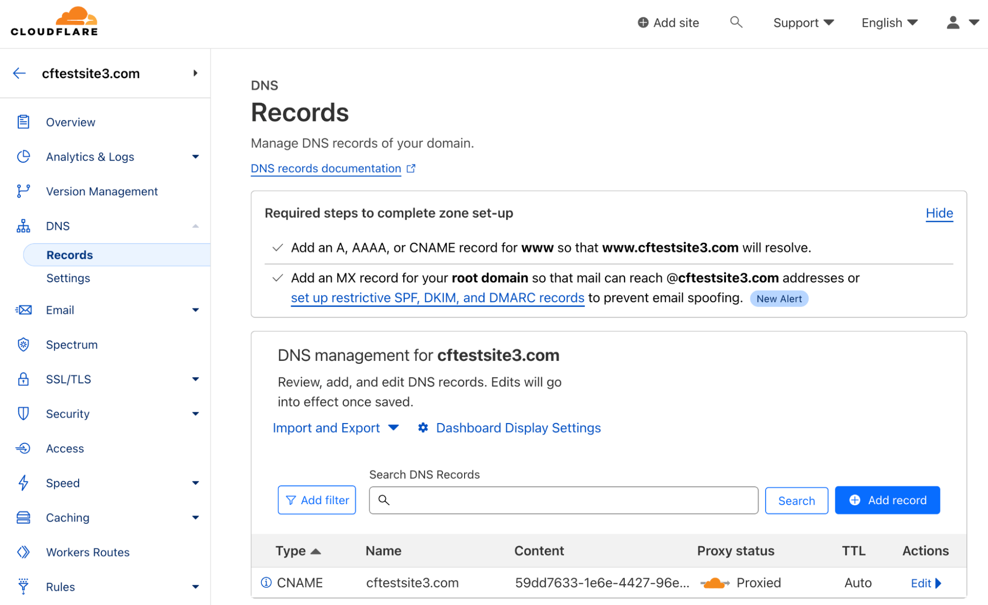 Cloudflare Tunnel automatically creates a CNAME DNS entry directing traffic to the deployed tunnel